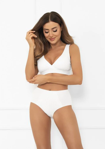 Figi damskie Libra maxi z koronkowym akcentem | Italian Fashion biały