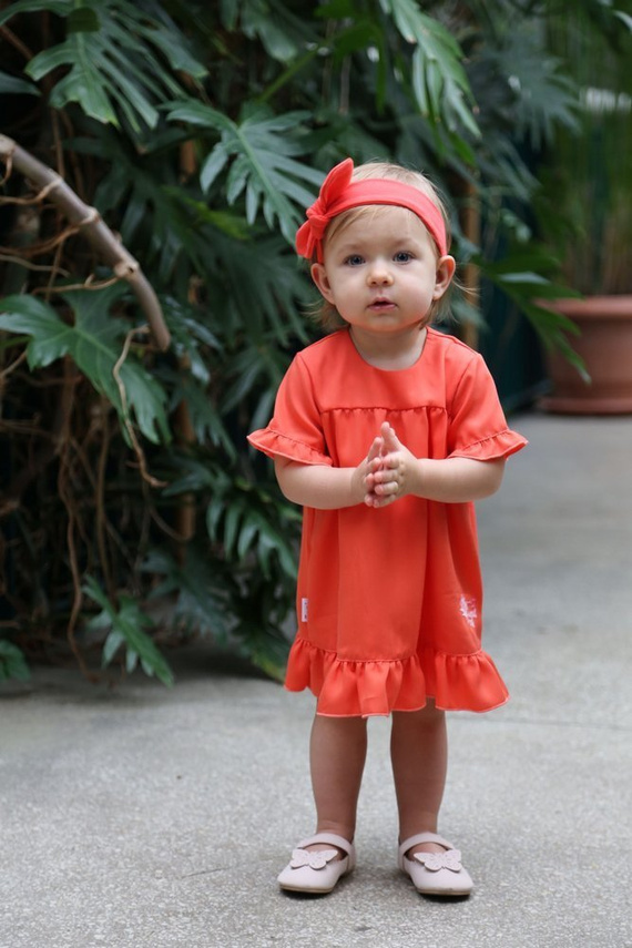 Sukienka z krótkim rękawem "CORAL REEF" Ewa Klucze- czerwona