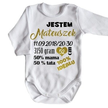 Body długi rękaw z metryczką Moocha biały