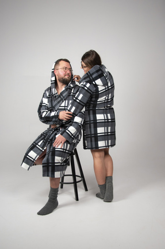 034 Kocyk Szlafrok Męski z Kapturem De Lafense – Ciepły, Miękki, Komfort Premium | Idealny do Domu i SPA