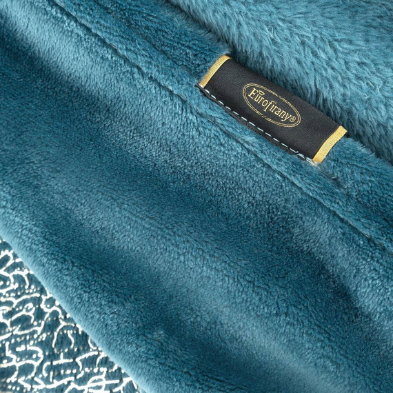 Ginko 2 Koc narzuta z mikrofibry z błyszczącym nadrukiem liści Eurofirany miodowy