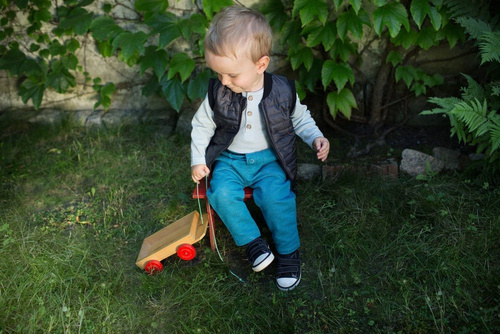 Body z długim rękawem polo "Little Car" Pinokio - ecru paski