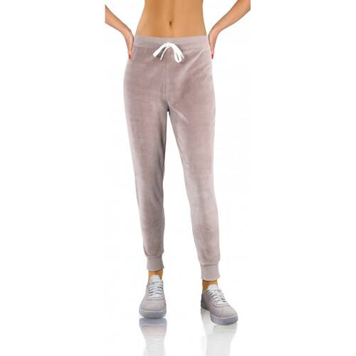 Welur Spodnie dresowe damskie Sesto Senso brudny róż