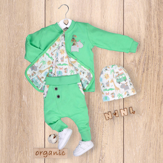 Sawanna Bluza dresowa rozpinana z bawełny organicznej Nini zielony