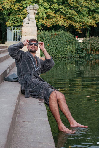 716 Rafael szlafrok męski De lafense - grafit