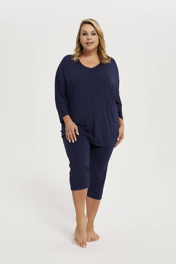 Song Piżama Damska 3/4 rękaw, 3/4 spodnie Italian Fashion - granatowy