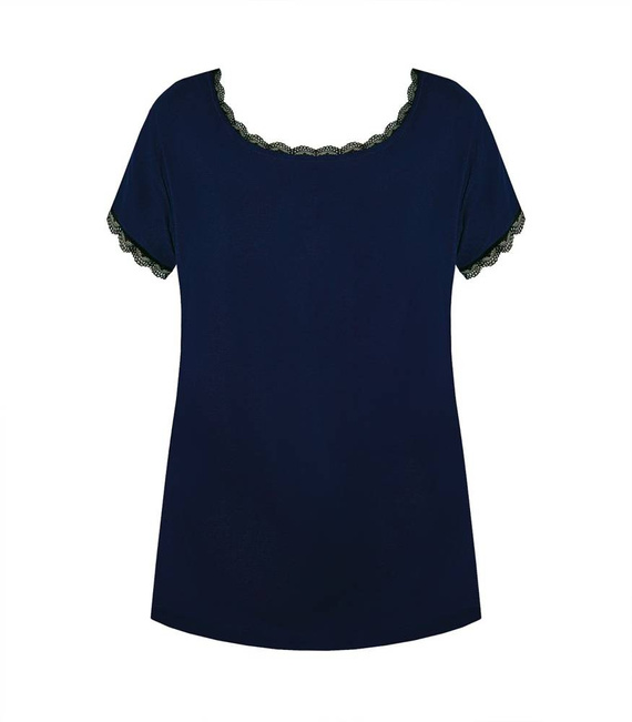 Margot Mix&Match Koszulka Piżamowa  Gładka Nipplex - granatowy