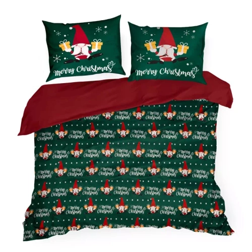 Galdor Pościel świąteczna z mikrowłokna Eurofirany zielona czerwona skrzaty– miękka, lekka i łatwa w pielęgnacji, z zamkiem błyskawicznym