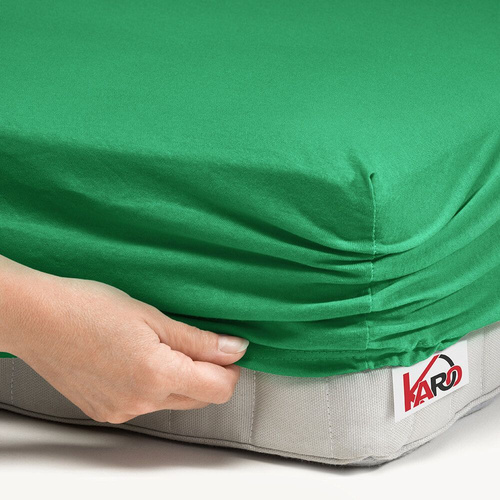 Prześcieradło Jersey z gumką KARO - zielone trawiaste