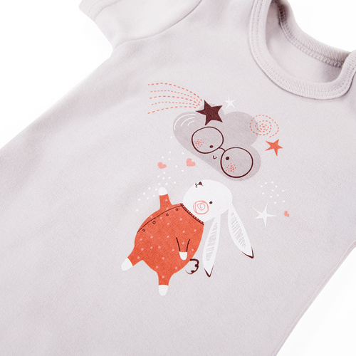 Mellow Body z krókim rękawem z nadrukiem Ewa Klucze- szary