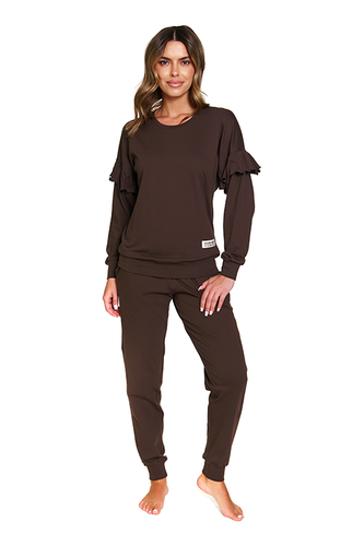 Doctor Nap 4351 – Bawełniany komplet damski z falbankami | 100% bawełna, polska produkcja - brownie