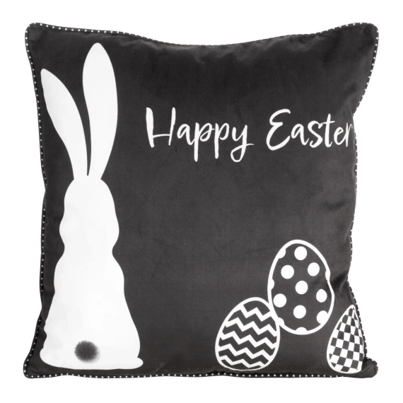 Wiosna 5 Poszewka wielkanocna z welwetu nadrukiem Eurofirany czarny
