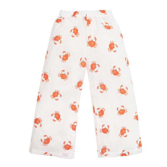 Spodnie kuloty muślinowe Crabs ecru Pinokio – letnia lekkość i morski styl