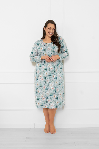 Koszula nocna damska Sekwoja – bawełna, długi rękaw, kwiatowy wzór Italian Fashion