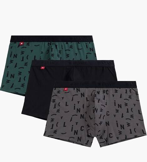 3MH-182 Bokserki męskie Atlantic - zielony-czarny-grafitowy