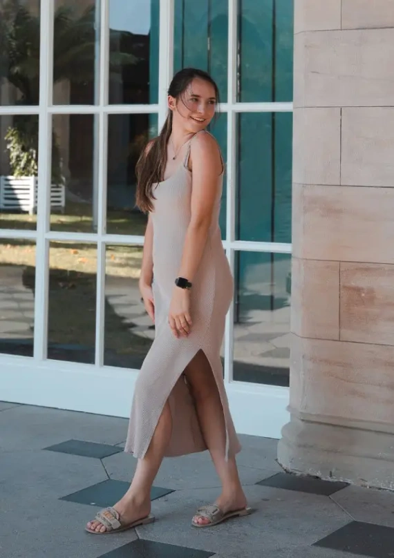 DK-K-P7 Sukienka bawełniana DKaren - cappuccino