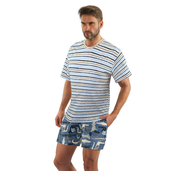 2521/14 Piżama Męska krótki rękaw, spodenki Sesto Senso - jeans