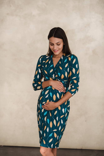 Grow with me sukienka ciążowa i do karmienia Milk&Love turkus w listki