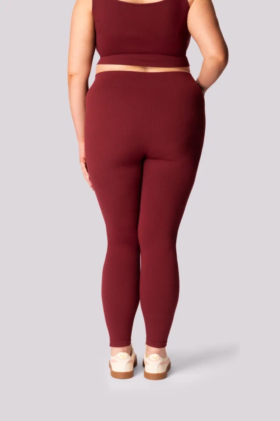 Ribbed legginsy damskie prążek Mona burgund