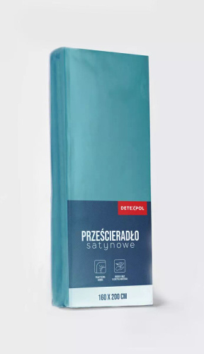 Prześcieradło mikrosatynowe z gumką Poly Detexpol gładkie turkusowe 