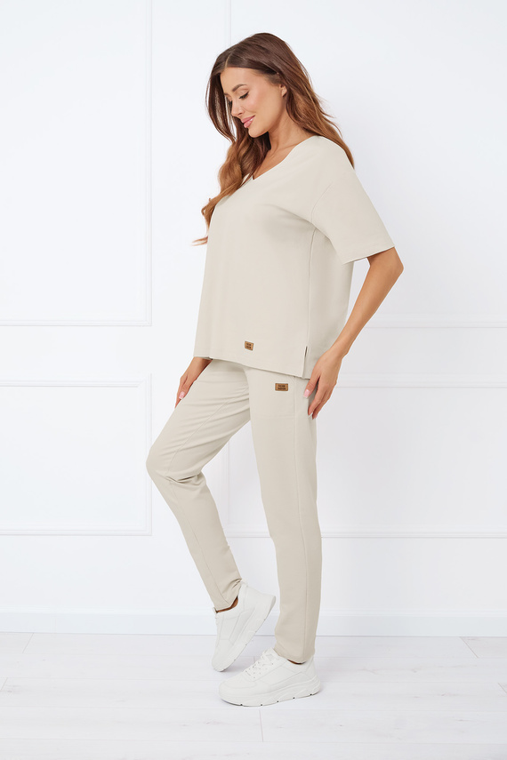 Caro Bluzka z krótkim rękawem Italian Fashion - beżowy