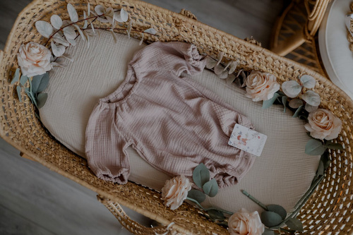 Powder Pink Body niemowlęce muślinowe długi rękaw Makaszka – 100% bawełna