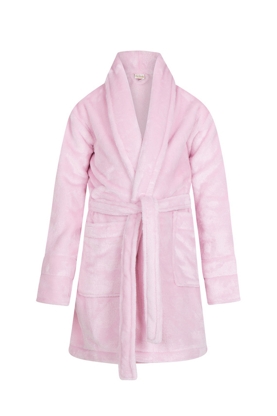 Princess + korona Szlafrok dziecięcy polarowy ByShelly - jasny różowy/złoty