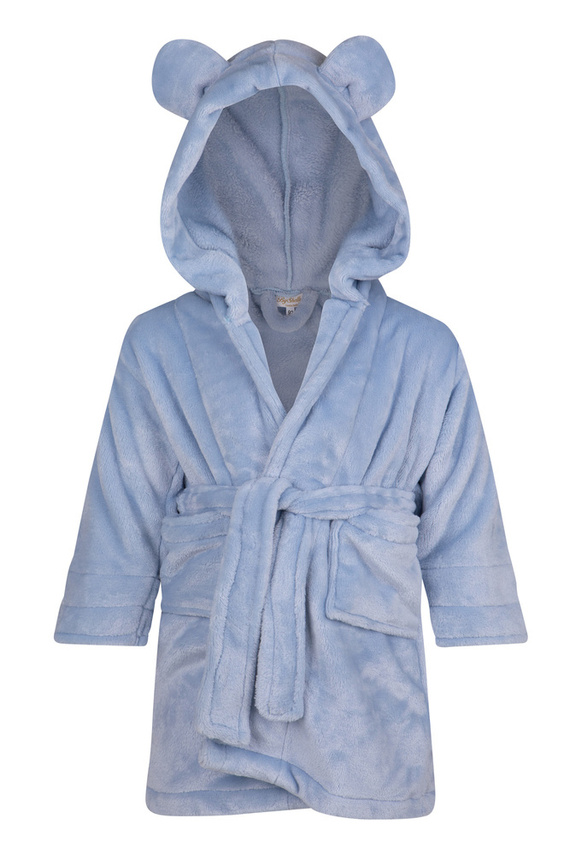 Teddy Szlafrok dziecięcy z uszkami ByShelly - błękitny