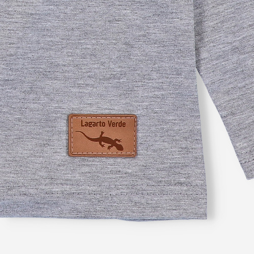 KAR-1018 Bluzka chłopięca z długim rękawem Lagarto Verde szara– bawełna z elastanem, polska produkcja