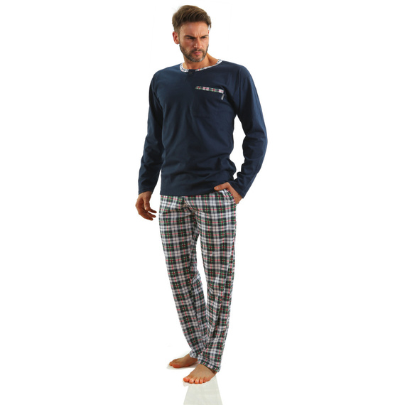 Jasiek Piżama Męska długi rękaw długie spodnie Sesto Senso - granatowy