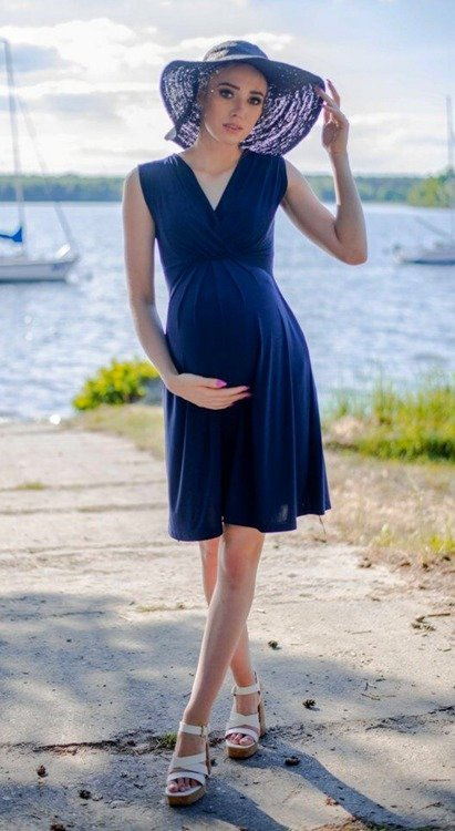 808 Sukienka bez rękawków do karmienia MIRACLE- granat