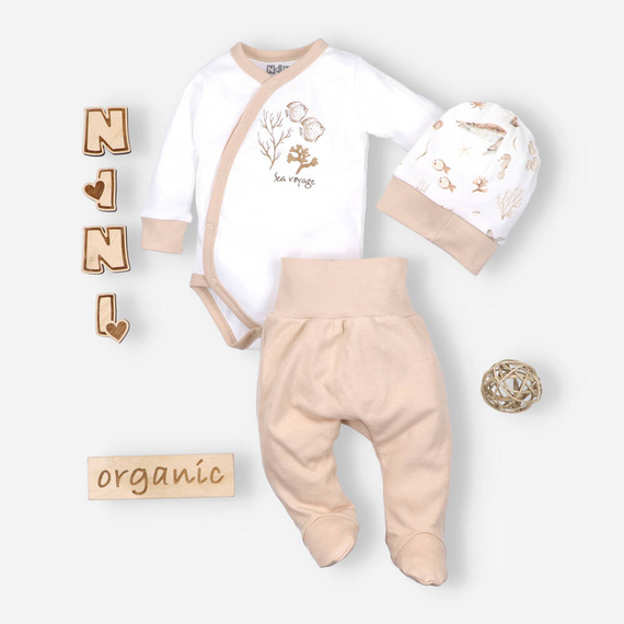 Turtles Półśpiochy z bawełny organicznej Nini beżowy