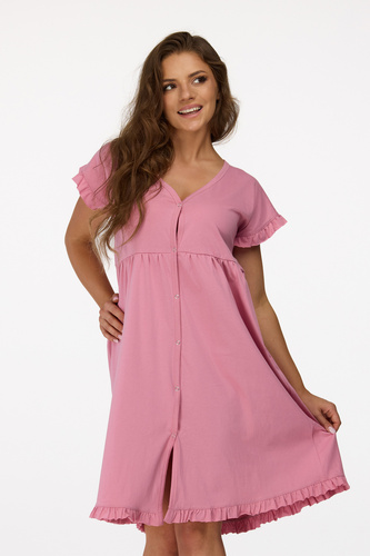 no. 24 Koszula nocna ciążowa Senizo antyczny róż– bawełna 100%, krótki rękaw, napy do karmienia