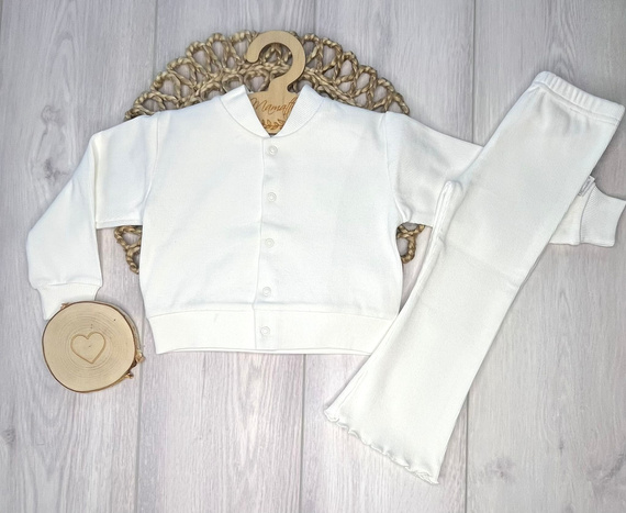 Legginsy prążek dzwony Mamatti LJ802 97% bawełna elastyczne - ecru