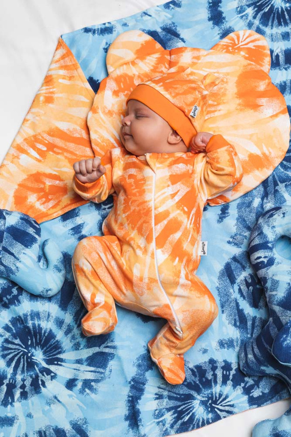 189055 Tomi Czapeczka niemowlęca z uszkami Nicol - pomarańczowy