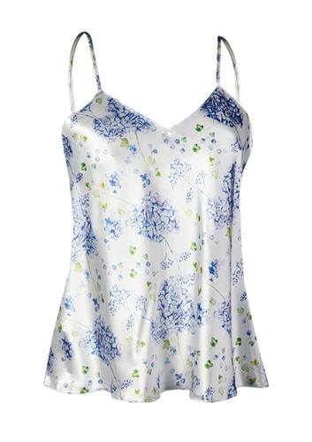 Flowers DK-TK Satynowy top damski DKaren - granat 001