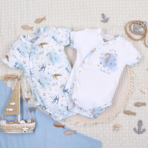 ABN-5444 Sea Of Joy Body kopertowe z krótkim rękawem Nini – bawełna organiczna, dla niemowląt