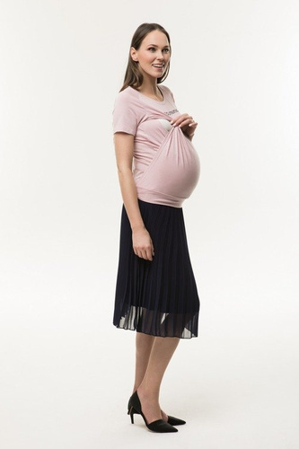 T-shirt ciążowy i do karmienia piersią Cool Mama pudrowy róż