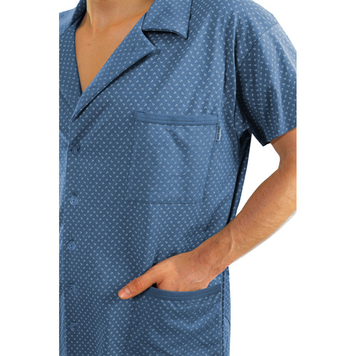 Rozpinana Piżama Męska krótki rękaw Sesto Senso - kotwiczki jeans 