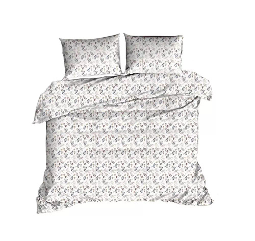 614N Pościel bawełniana Classic E24 Extrapościel biała brązowa listki gałązki– 100% bawełna, trwała, kolorowa, komplet 2-częściowy