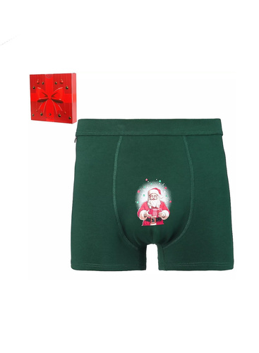 Bokserki MBX600-356 Moraj zielone– świąteczne bokserki męskie w pudełku