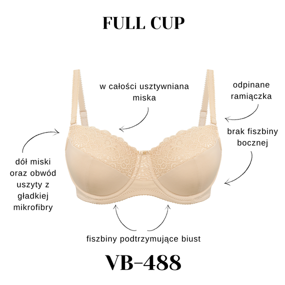 Biustonosz full cup Vena VB-488 miękki stabilny wygodny beżowy