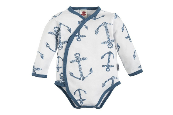 03226B "BLUE SEA" Body baby z długim rękawem Makoma biały