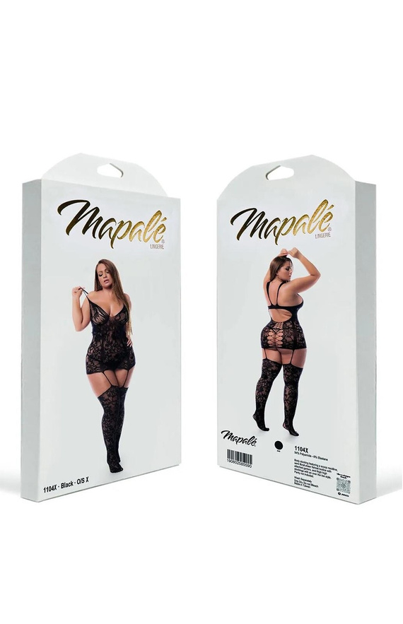 Bodystocking 1104 Mapalé plus size zmysłowe body z siateczki kwiatowej
