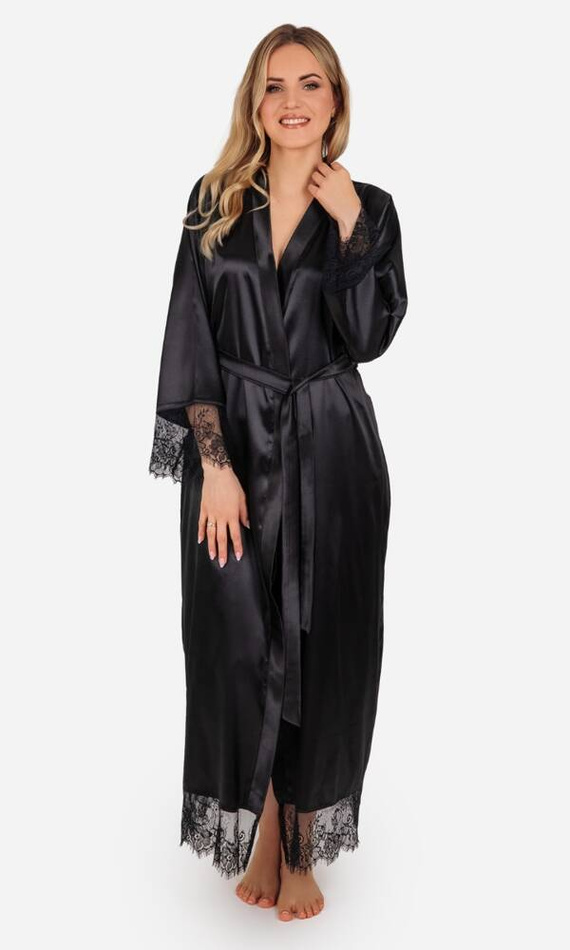 Blanka Szlafrok damski długi ByShelly - czarny