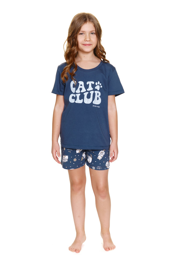 7205 "Cat club" Piżama dziecięca Unisex Doctor Nap - deep blue