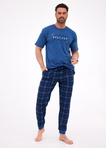 462/302 Marathon 2 Piżama męska bawełniana Cornette granatowa – krótki rękaw, komfortowy zestaw