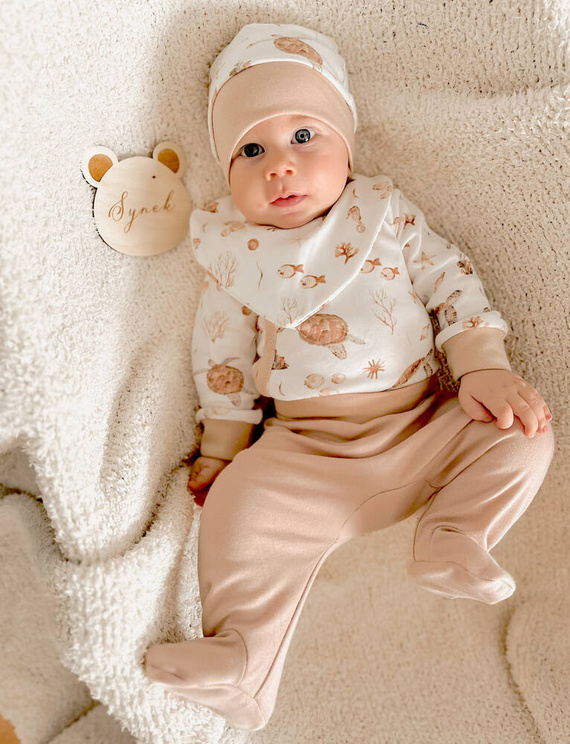 Turtles Półśpiochy z bawełny organicznej Nini beżowy