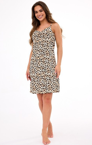 610/470 Koszula nocna Cornette Coco 4 – panterka, cienkie ramiączka, bawełna 100%