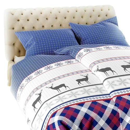 Xmass 2D Pościel flanelowa świąteczna renifery Spod Igły i Nitki niebieski